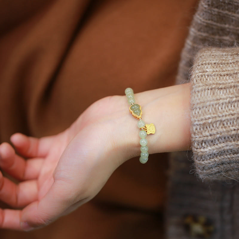 6mm Natural Hetian Jade Lucky Charm Bracelet