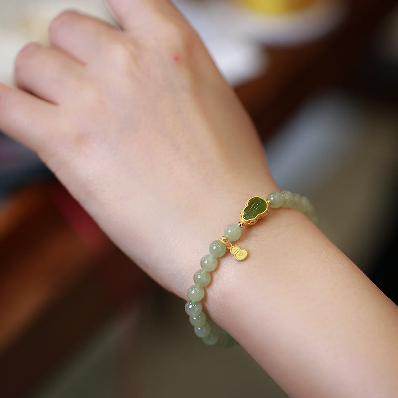 6mm Natural Hetian Jade Lucky Charm Bracelet