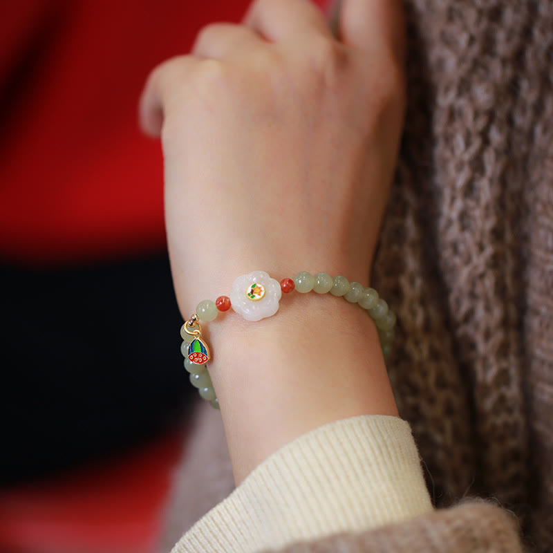 6mm Natural Hetian Jade Lucky Charm Bracelet