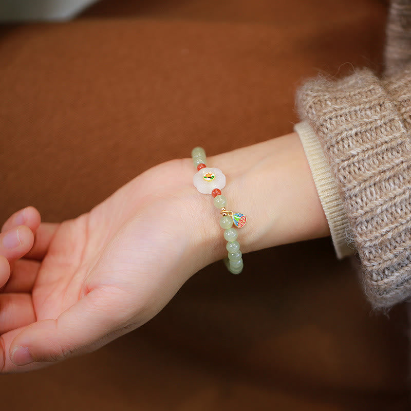 6mm Natural Hetian Jade Lucky Charm Bracelet