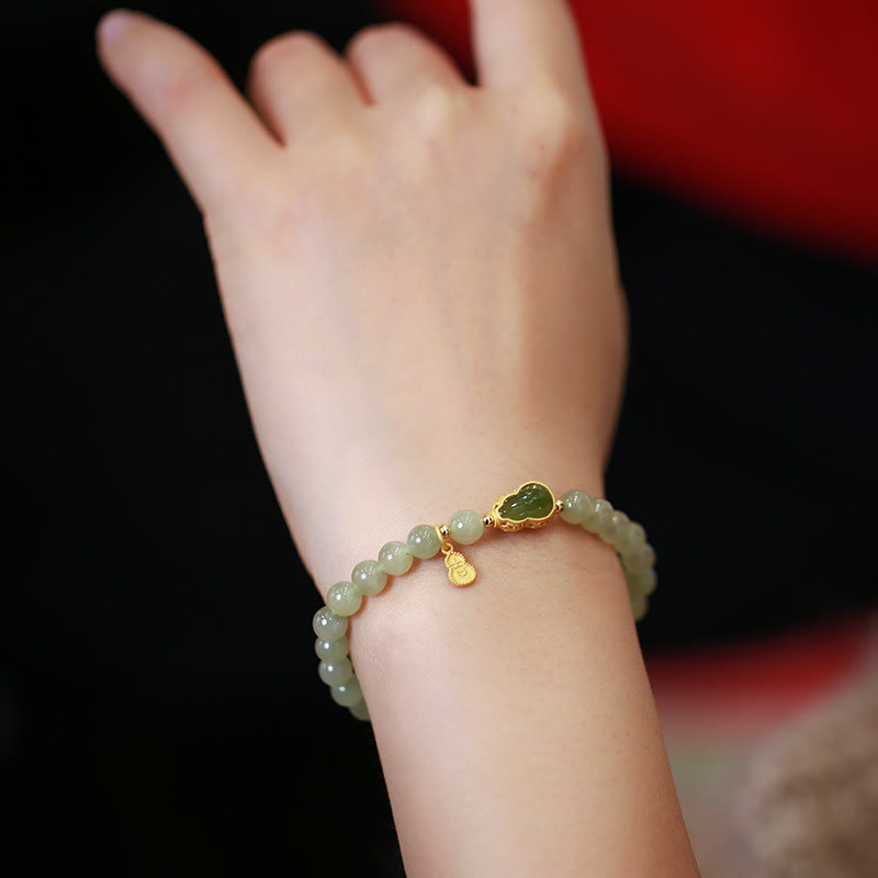6mm Natural Hetian Jade Lucky Charm Bracelet