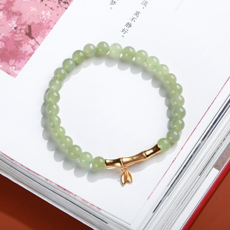 6mm Natural Hetian Jade Lucky Charm Bracelet