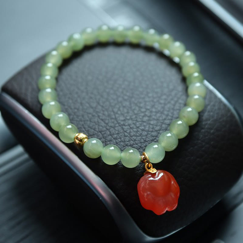 6mm Natural Hetian Jade Lucky Charm Bracelet
