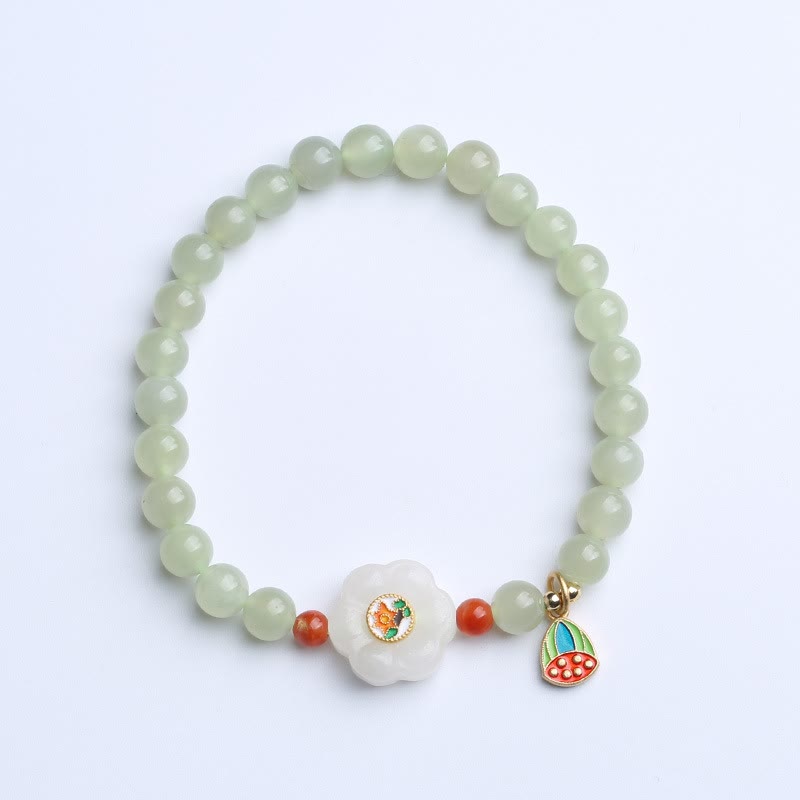 6mm Natural Hetian Jade Lucky Charm Bracelet