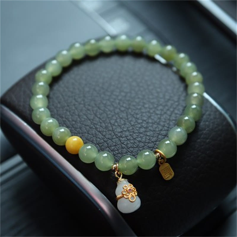 6mm Natural Hetian Jade Lucky Charm Bracelet