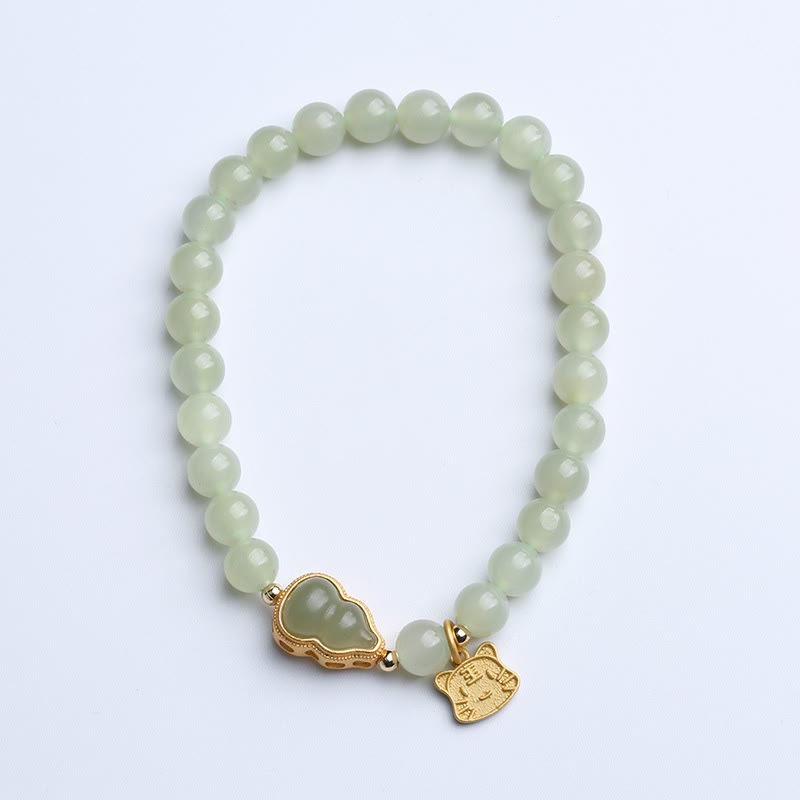 6mm Natural Hetian Jade Lucky Charm Bracelet