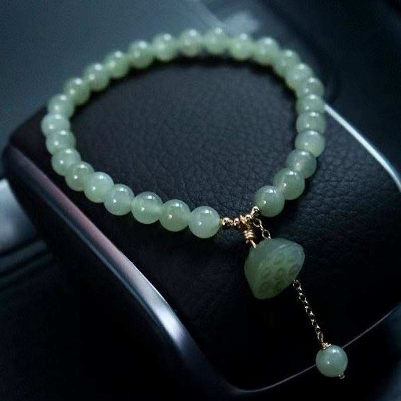 6mm Natural Hetian Jade Lucky Charm Bracelet