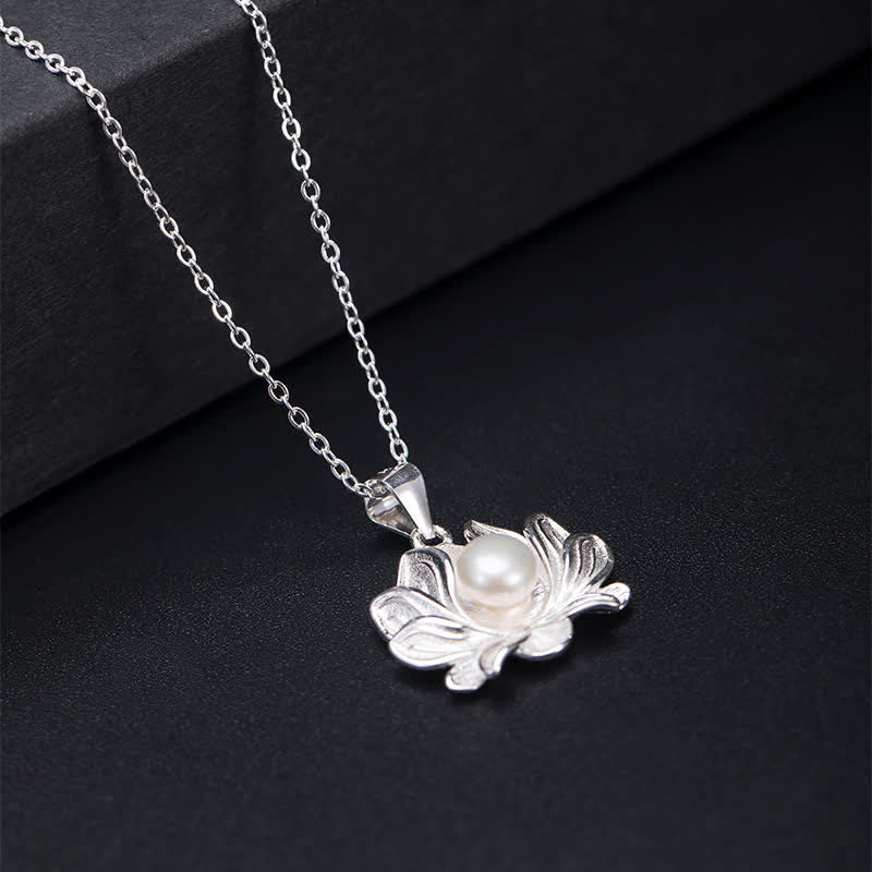 6mm Pearl Lotus Pendant Necklace – Wealth & Enlightenment