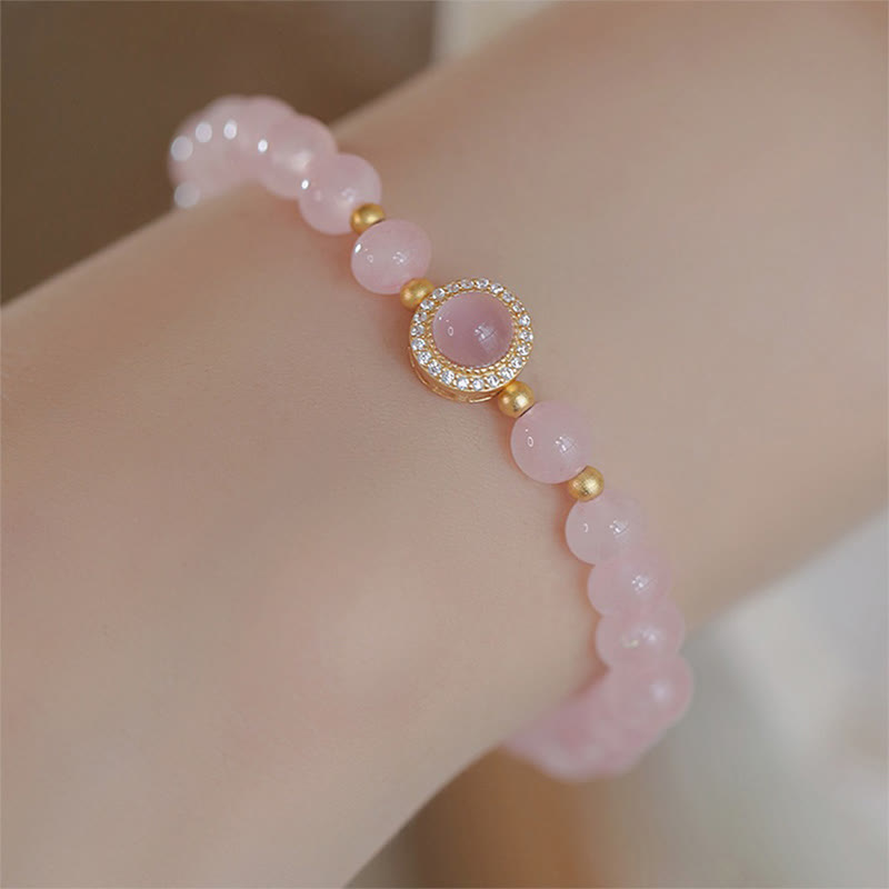 6mm Pink Crystal Pearl Warmth Bracelet for Women