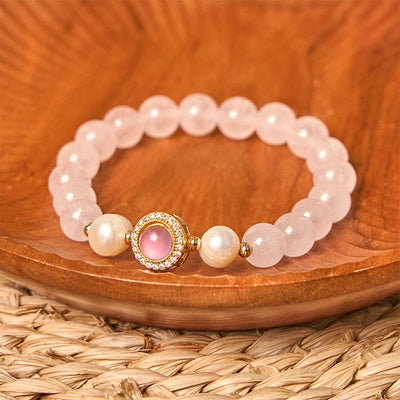 6mm Pink Crystal Pearl Warmth Bracelet for Women