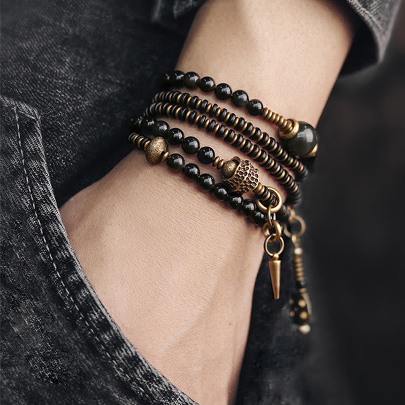 6mm Rainbow Obsidian Positive Multilayer Bracelet