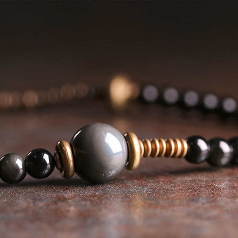 6mm Rainbow Obsidian Positive Multilayer Bracelet