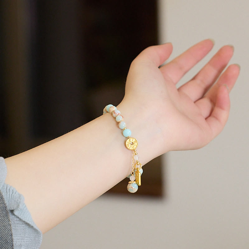 6mm Shoushan Stone Copper Coin Spiritual Wealth Bracelet