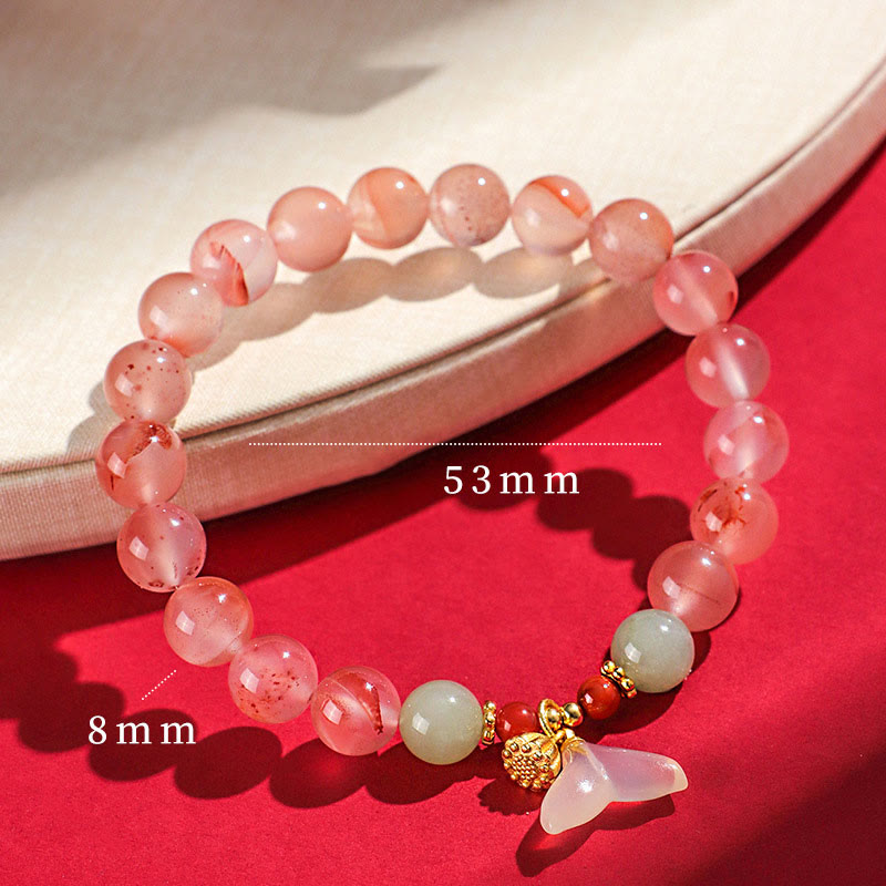 6mm South Red Agate & Hetian Jade Luck and Harmony Bracelet