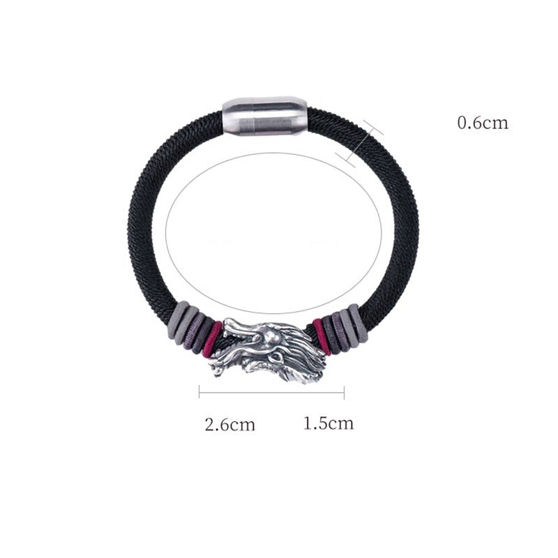 6mm Sterling Silver Dragon Luck Bracelet for Protection