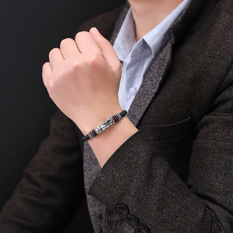 6mm Sterling Silver Dragon Luck Bracelet for Protection