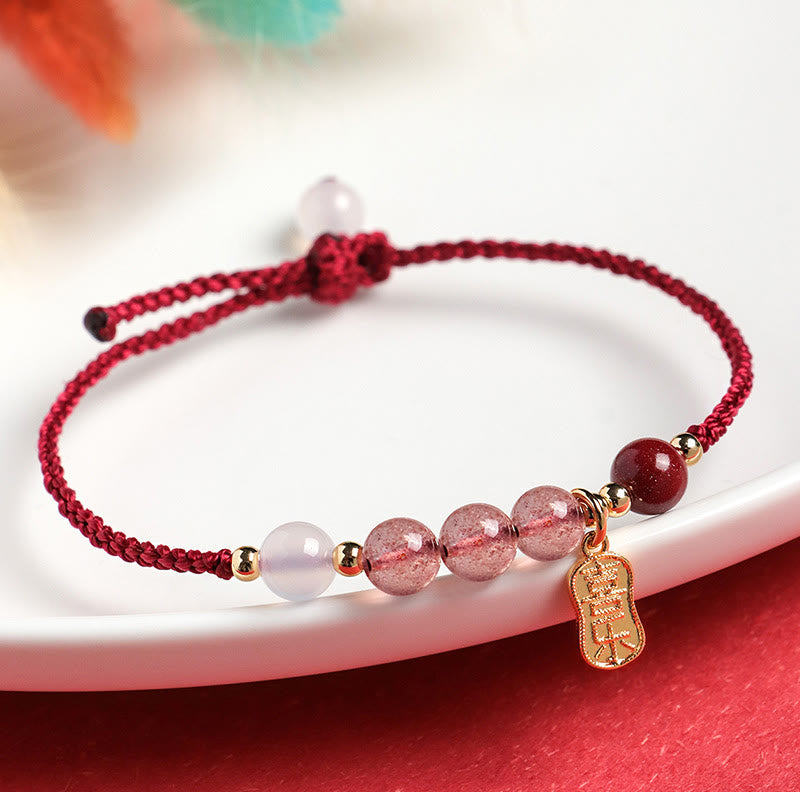 6mm Strawberry Quartz Jade Healing Bracelet for Women