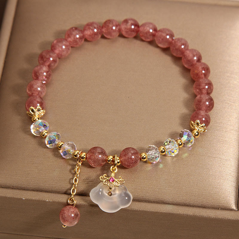 6mm Strawberry Quartz White Agate Healing Bracelet