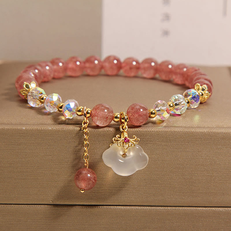 6mm Strawberry Quartz White Agate Healing Bracelet