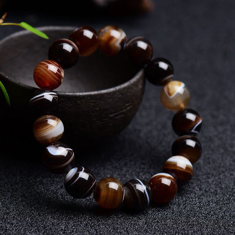 6mm Tibetan Sardonyx Bracelet for Positivity & Courage
