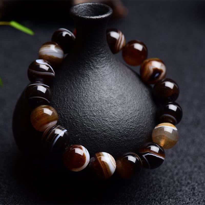 6mm Tibetan Sardonyx Bracelet for Positivity & Courage