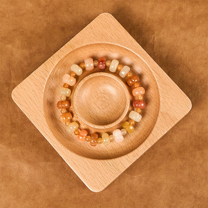 6x8mm Golden Silk Jade Wealth Luck Bracelet