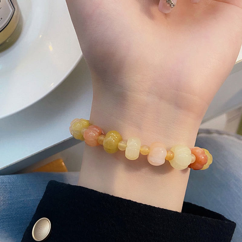 6x8mm Golden Silk Jade Wealth Luck Bracelet