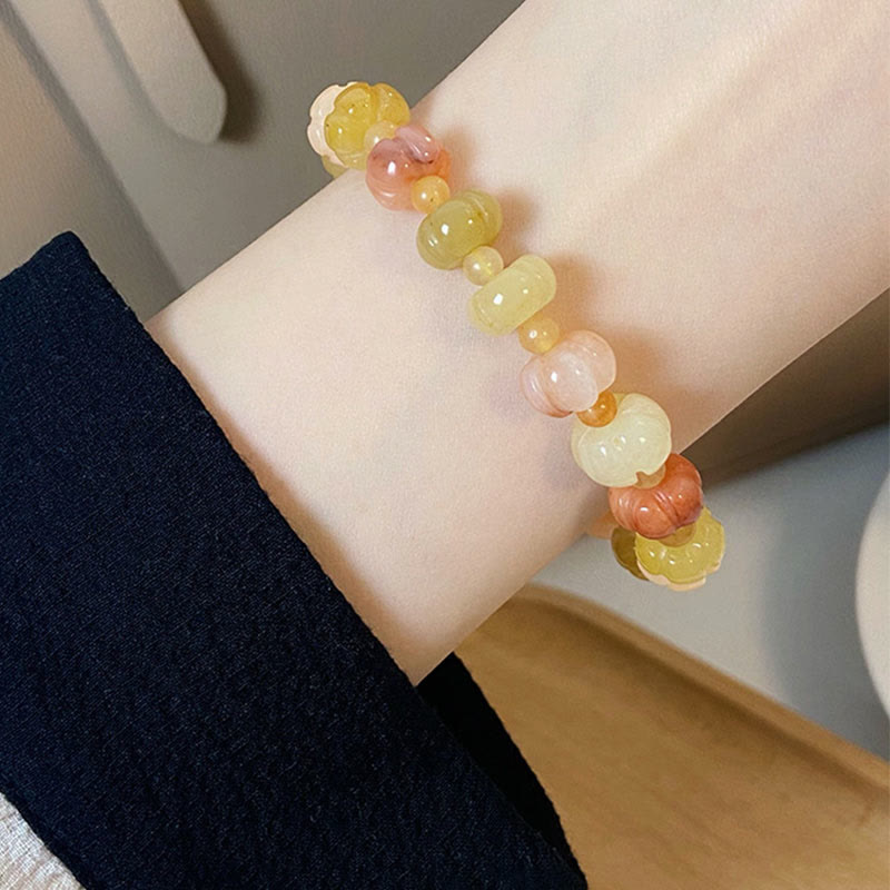 6x8mm Golden Silk Jade Wealth Luck Bracelet