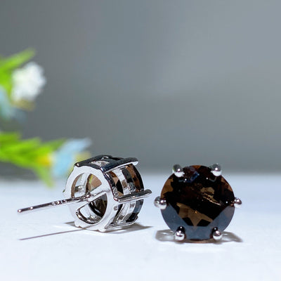 7-12mm Silver Crystal Stud Earrings for Healing & Balance