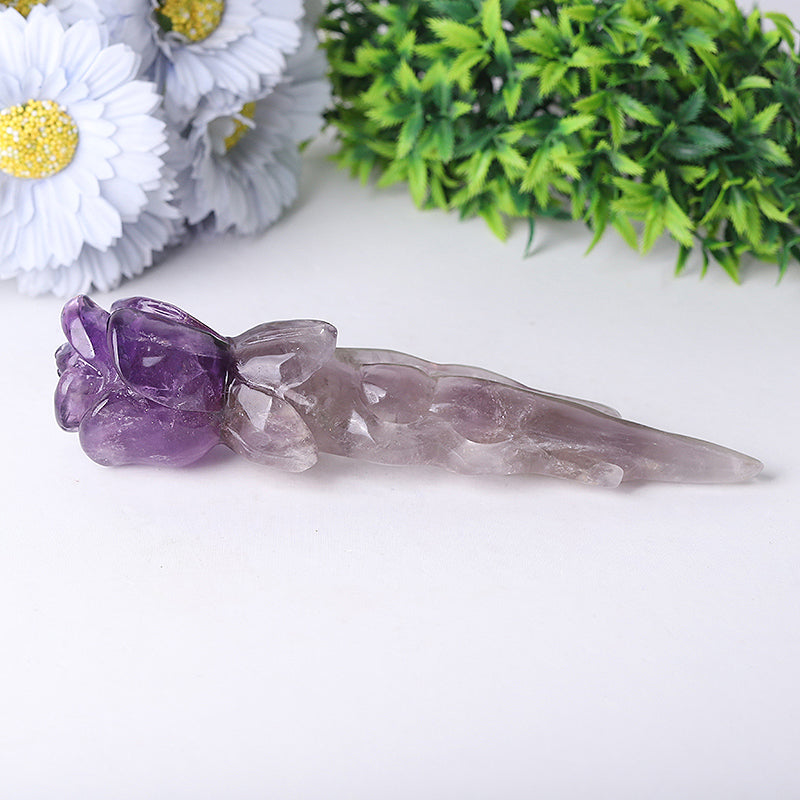 7.5-Inch Amethyst Rose Crystal Figurine Carving for Healing