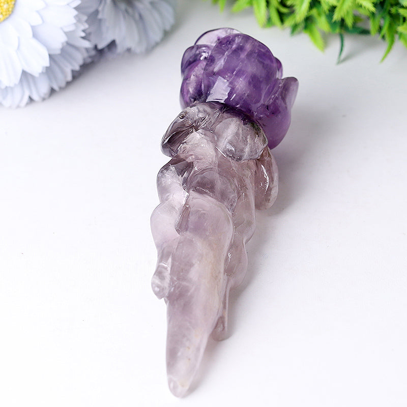 7.5-Inch Amethyst Rose Crystal Figurine Carving for Healing