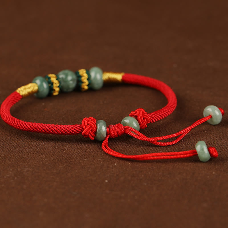 7.5mm Jade Abacus Bead Prosperity Bracelet Red String