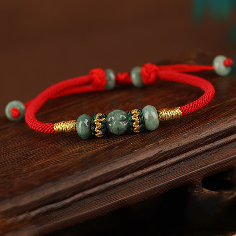 7.5mm Jade Abacus Bead Prosperity Bracelet Red String