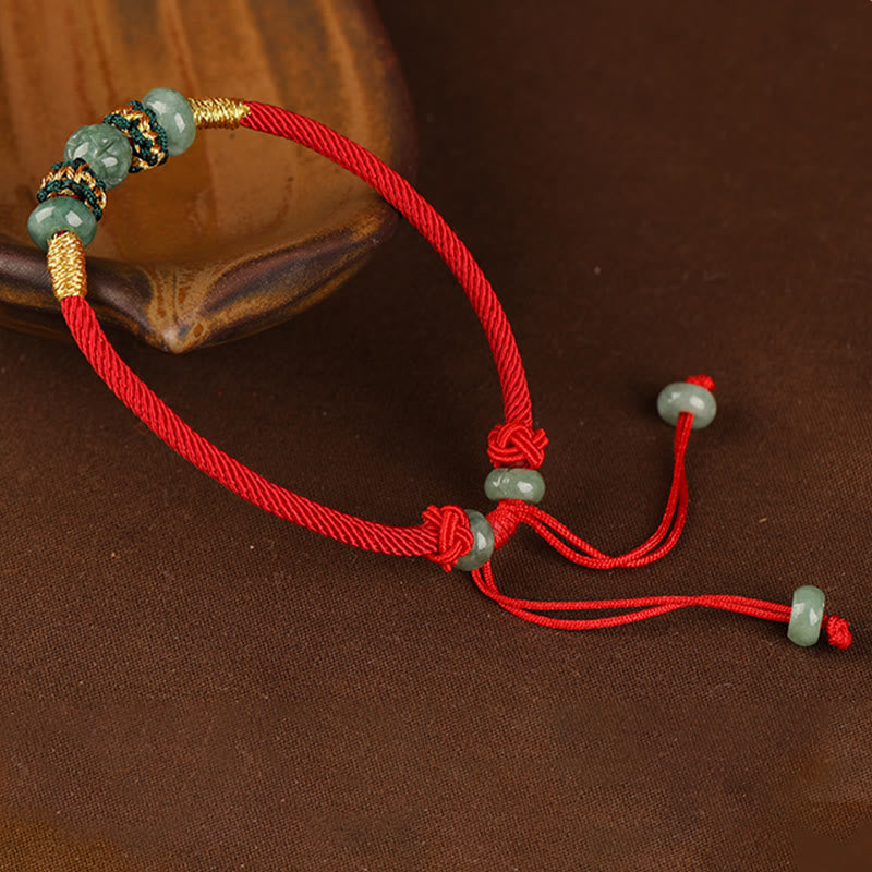 7.5mm Jade Abacus Bead Prosperity Bracelet Red String