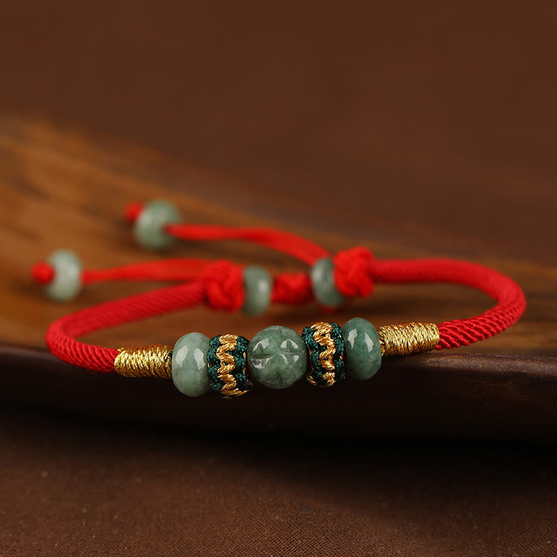 7.5mm Jade Abacus Bead Prosperity Bracelet Red String