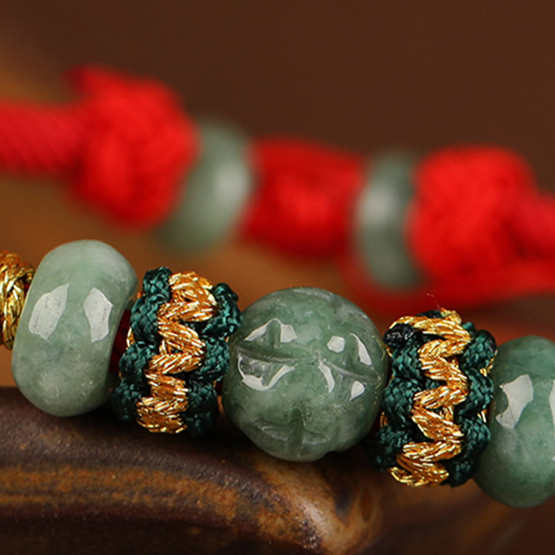 7.5mm Jade Abacus Bead Prosperity Bracelet Red String
