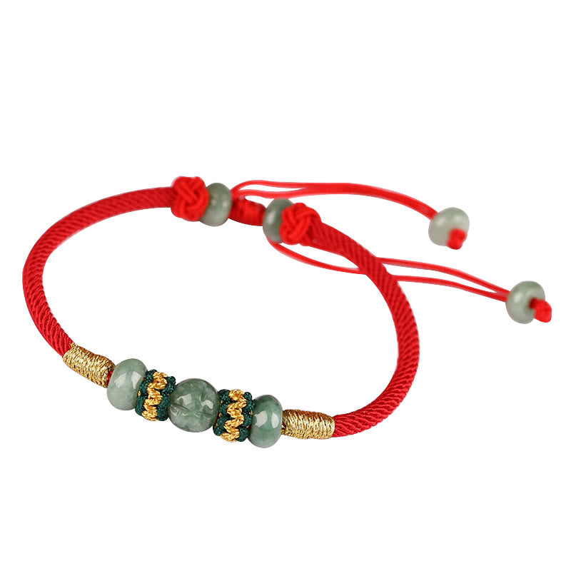 7.5mm Jade Abacus Bead Prosperity Bracelet Red String