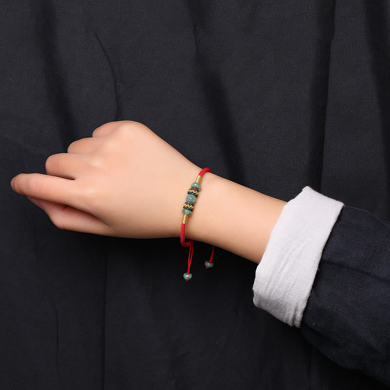 7.5mm Jade Abacus Bead Prosperity Bracelet Red String
