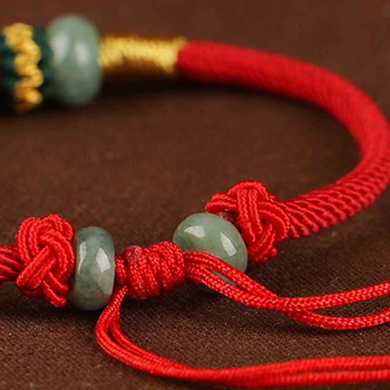 7.5mm Jade Abacus Bead Prosperity Bracelet Red String