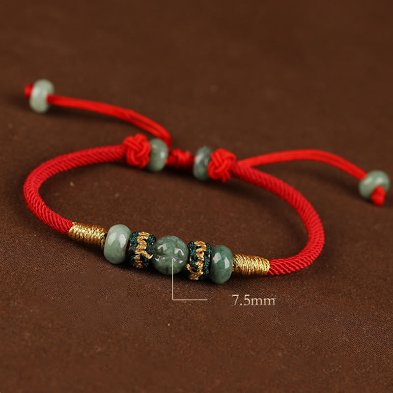 7.5mm Jade Abacus Bead Prosperity Bracelet Red String