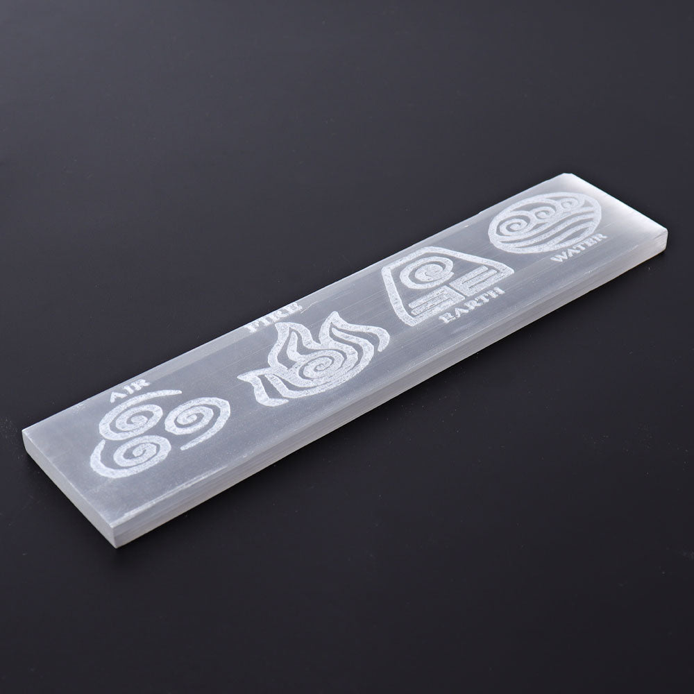 7.7 inch Selenite Crystal Wand with Printed Elements