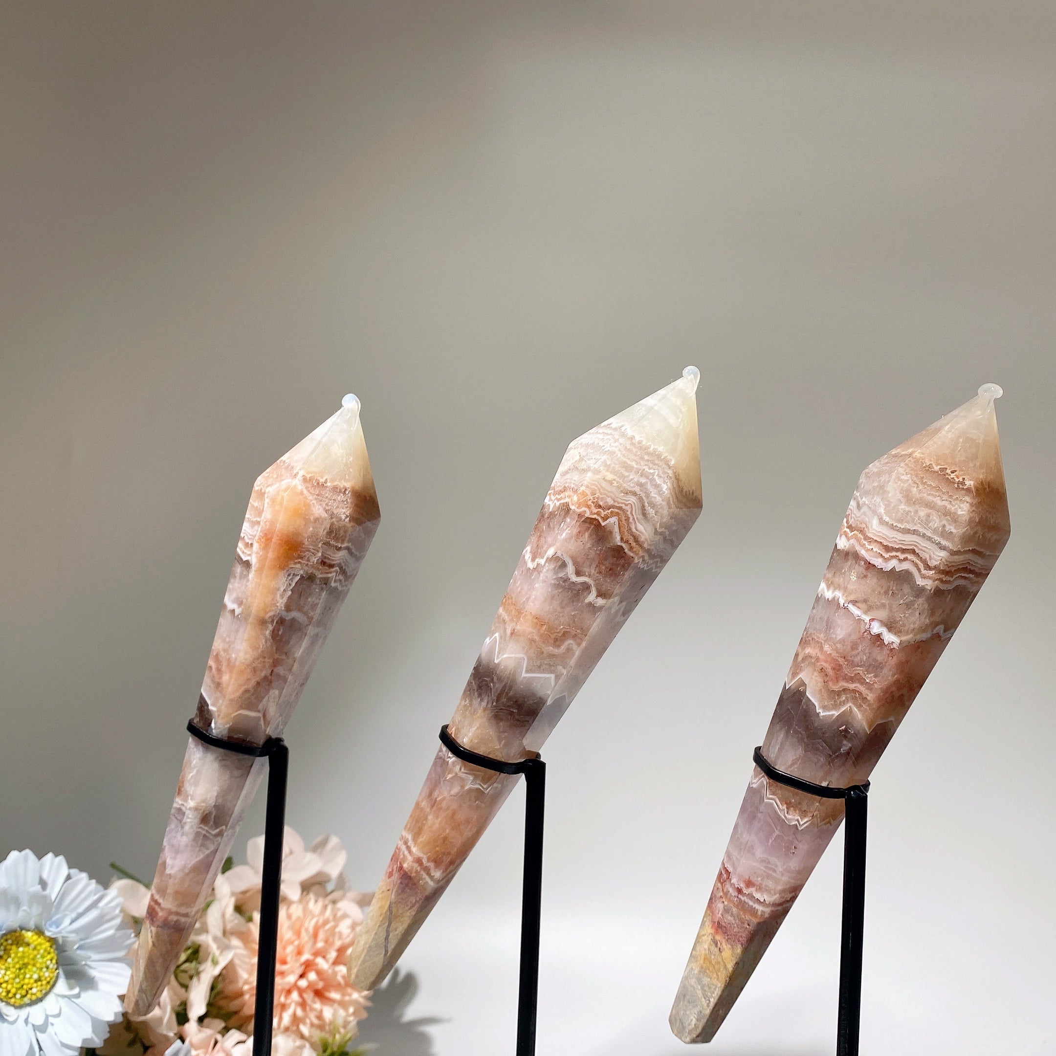 7 to 8.5 Inch Amethyst Agate Crystal Healing Wand