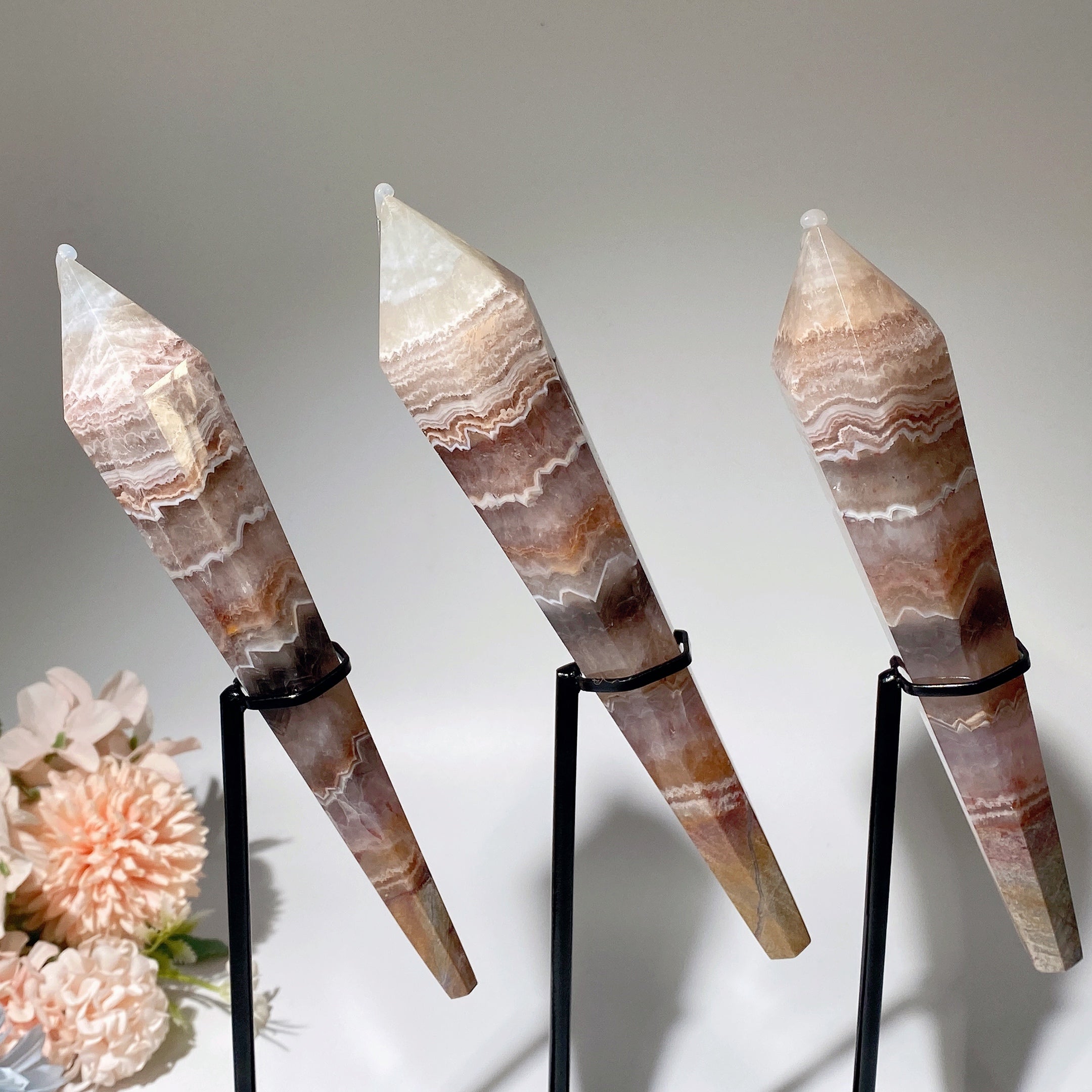 7 to 8.5 Inch Amethyst Agate Crystal Healing Wand