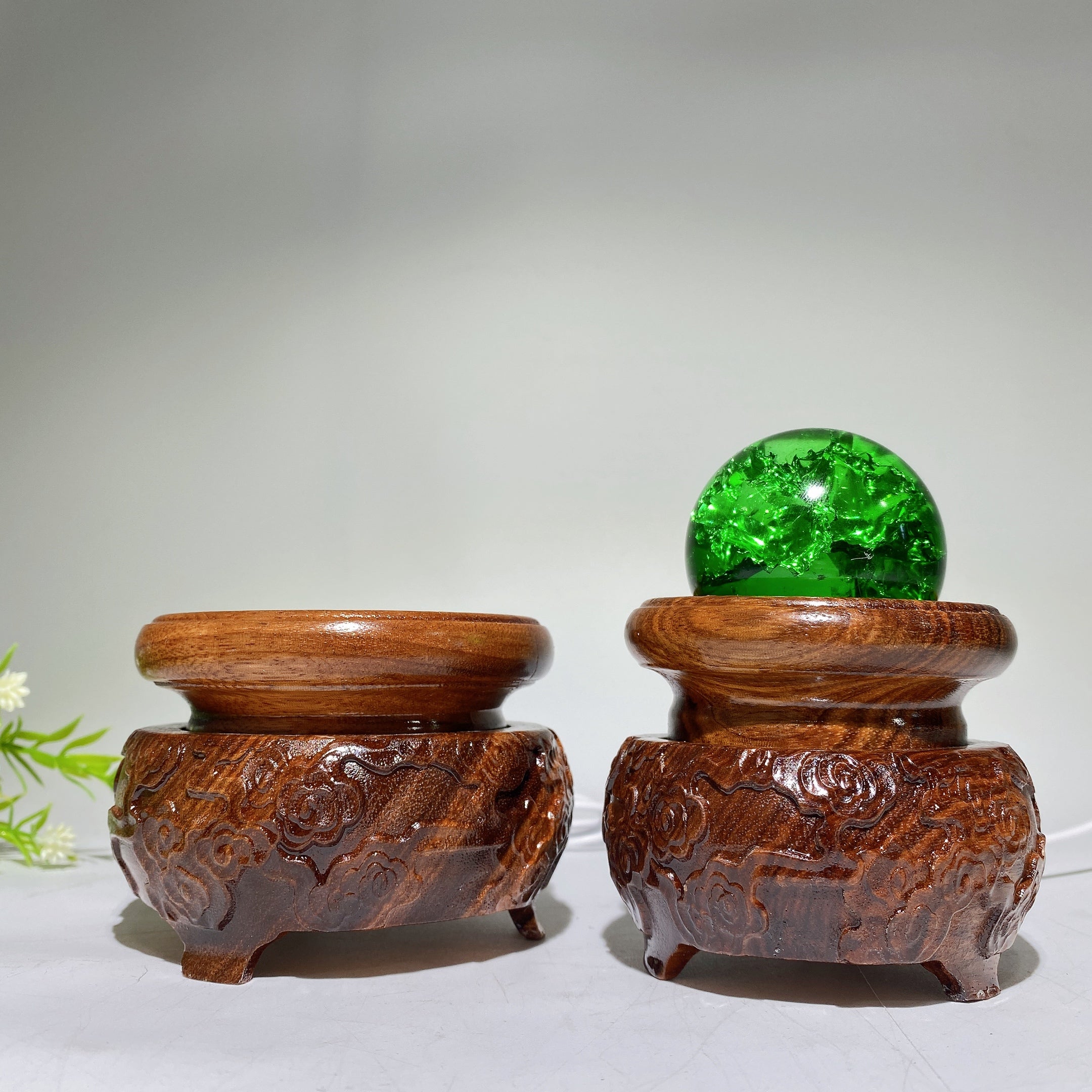 7-9cm Rotatable Wooden Crystal Lamp Stand Light Therapy