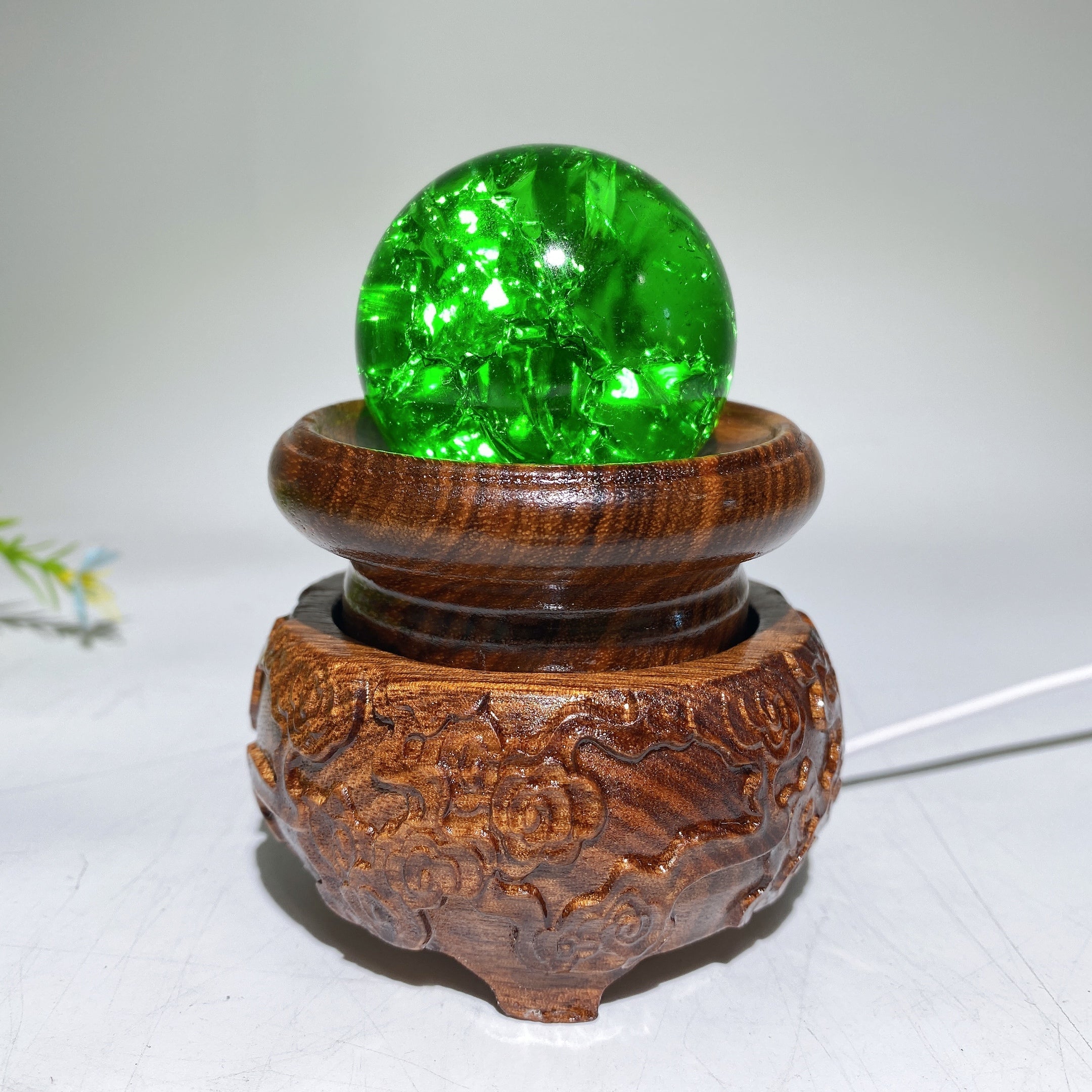 7-9cm Rotatable Wooden Crystal Lamp Stand Light Therapy