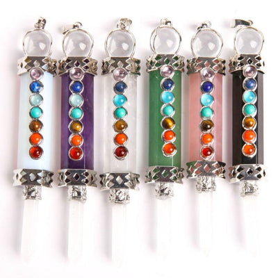 7 Chakra Crystal Jewelry Pendant 4 Inch Healing Necklace