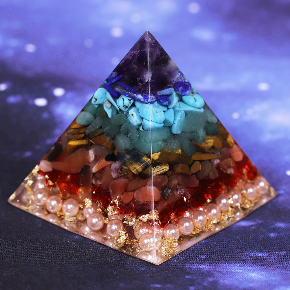 7 Chakra Orgonite Pyramid for Meditation and Balance