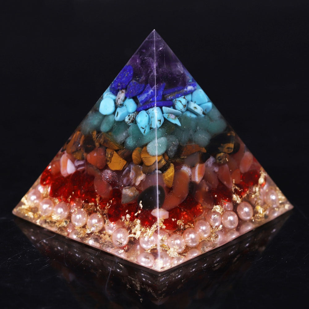 7 Chakra Orgonite Pyramid for Meditation and Balance