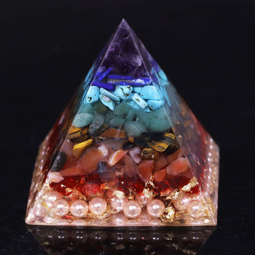 7 Chakra Orgonite Pyramid for Meditation and Balance