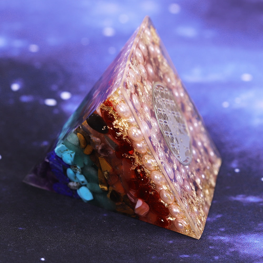 7 Chakra Orgonite Pyramid for Meditation and Balance